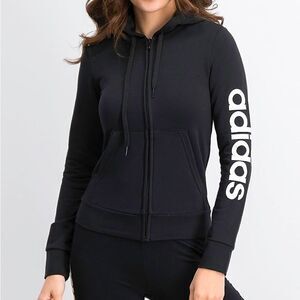 Adidas Women's Black cotton Full Zip Hoodie jacket-S